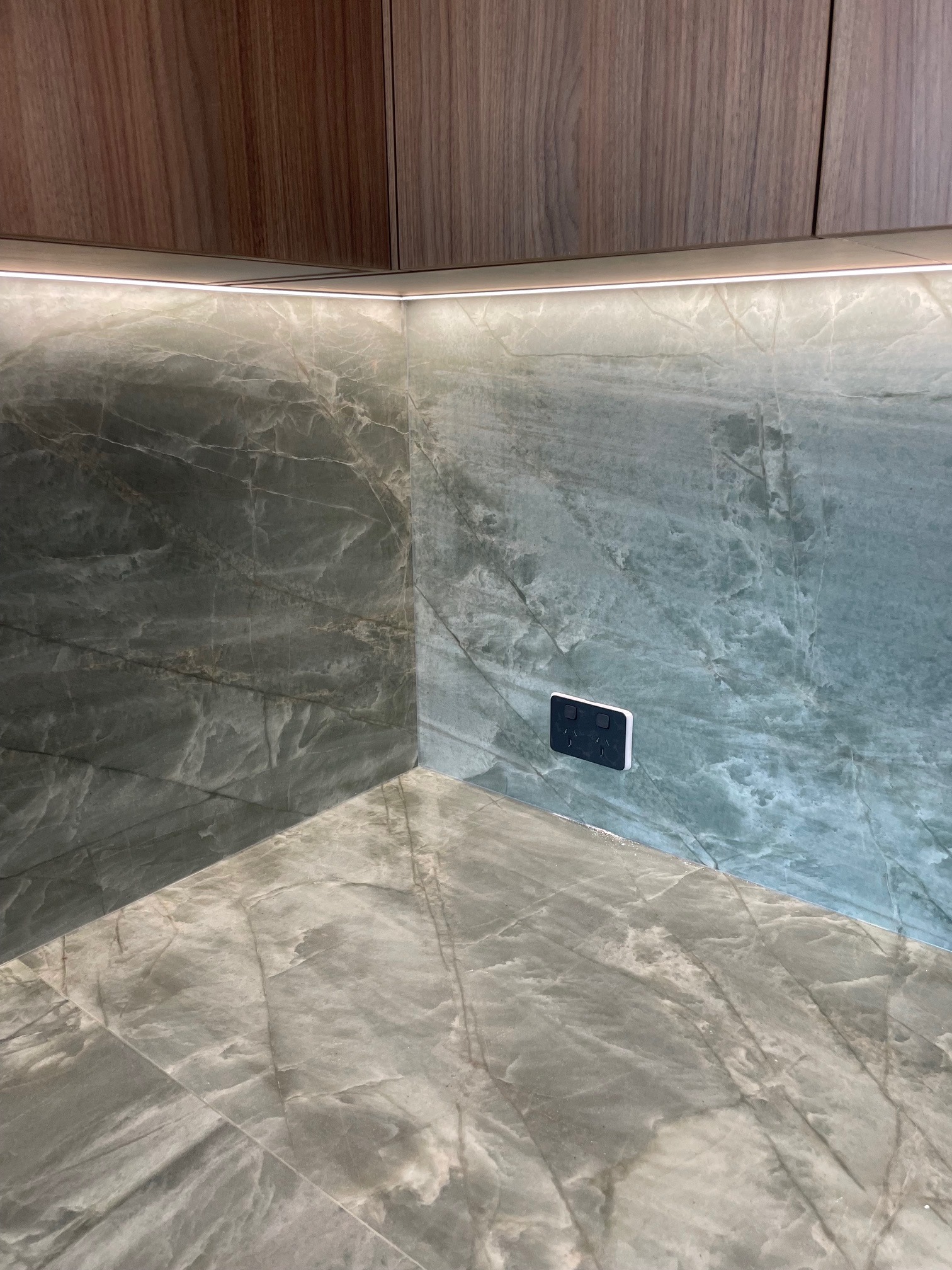 LED lighting integrated with stone surfaces