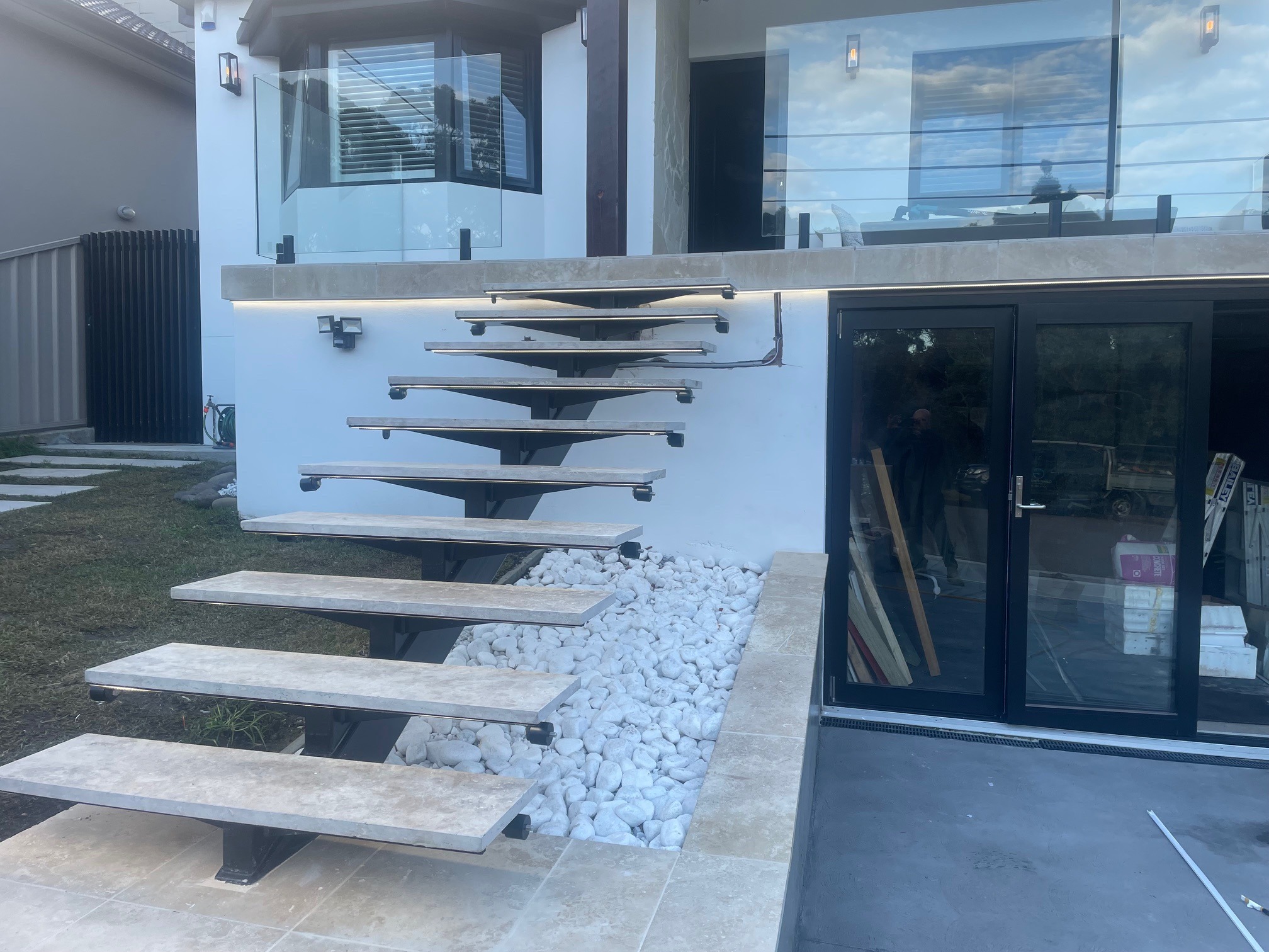LED lighting installed along a staircase